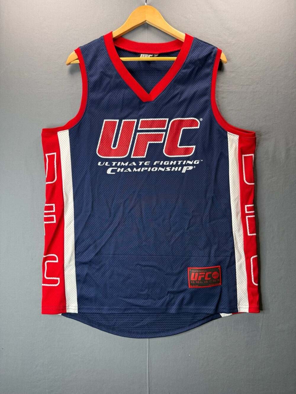 Rare Y2K UFC Basketball Jersey L Sample Mesh Tank Top As Real As It Gets